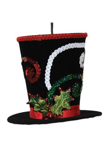 Χριστουγεννιάτικο Κρεμαστό Στολίδι Μαύρο Καπέλο (11cm) - 1 Τεμάχιο