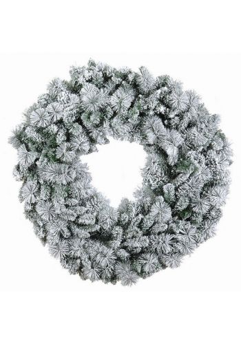 Χριστουγεννιάτικο Πράσινο Στεφάνι Χιονισμένο (75cm)