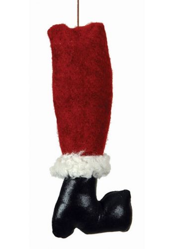 Χριστουγεννιάτικο Υφασμάτινο Κρεμαστό Πόδι Άγιου Βασίλη Πολύχρωμο (33cm)