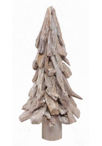 Χριστουγεννιάτικο Ξύλινο Διακοσμητικό Δεντράκι με Κομμάτια Ξύλου Καφέ (29cm)
