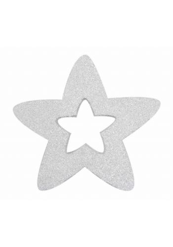 Χριστουγεννιάτικο Κρεμαστό Διακοσμητικό Ασημί Αστέρι Οροφής, με Σχέδιο Αστέρι (25cm)