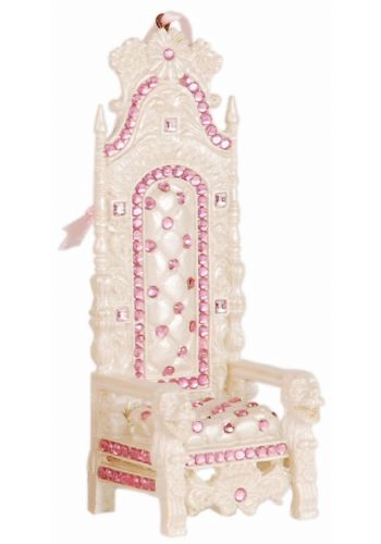 Χριστουγεννιάτικο Κεραμικό Στολίδι, Πολυθρόνα Λευκή με Ροζ Στρας (12cm)