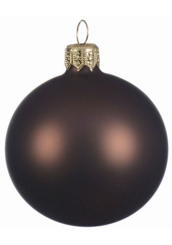 Χριστουγεννιάτικη Μπάλα Γυάλινη Καφέ, Ματ (8cm)
