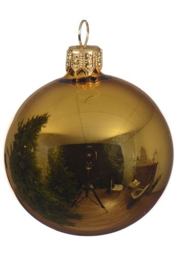 Χριστουγεννιάτικη Μπάλα Γυάλινη Χρυσή, Γυαλιστερή (10cm)