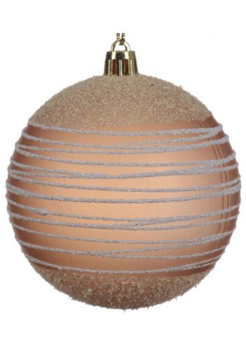 Χριστουγεννιάτικη Μπάλα Καφέ, με Ασημί Στρας (8cm)
