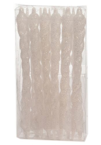 Χριστουγεννιάτικα Στολίδια Πλαστικά Λευκοί Σταλακτίτες με Στρας - Σετ 6 Τεμ. (22cm)