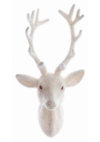 Χριστουγεννιάτικο Πλαστικό Κρεμαστό Λευκό Κεφάλι Ταράνδου (18cm)