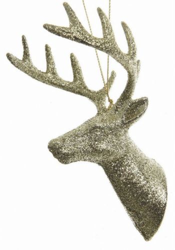 Χριστουγεννιάτικο Πλαστικό Κρεμαστό Χρυσό Κεφάλι Ταράνδου (13cm)
