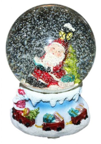 Χριστουγεννιάτικη Χιονόμπαλα με Άγιο Βασίλη και Τραινάκι Εξωτερικά, 12cm