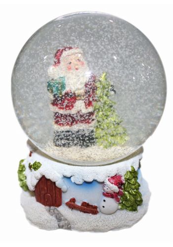 Χριστουγεννιάτικη Χιονόμπαλα με Άγιο Βασίλη και Χιονάνθρωπο Εξωτερικά, 12cm