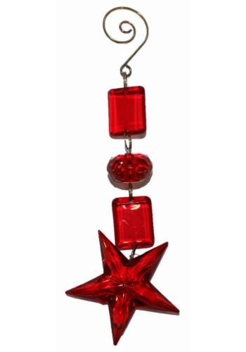 Χριστουγεννιάτικο Ακρυλικό Κόκκινο Στολίδι με Πετράδια και Αστέρι (14cm)