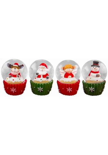 Χριστουγεννιάτικη Χιονόμπαλα Γλυκάκι, με Φιγούρες στο Εσωτερικό - 4 Σχέδια (5cm)