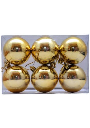 Χριστουγεννιάτικες Μπάλες Χρυσές - Σετ 6 τεμ. (8cm)