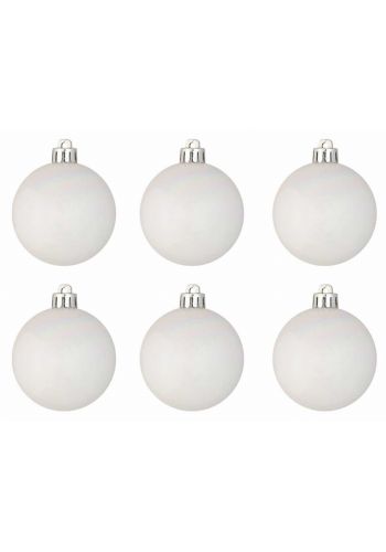 Χριστουγεννιάτικες Μπάλες Λευκές Περλέ - Σετ 6 τεμ. (6cm)