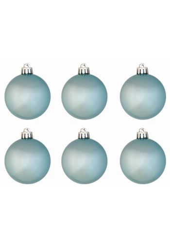 Χριστουγεννιάτικες Μπάλες Γαλάζιες Περλέ - Σετ 6 τεμ. (6cm)