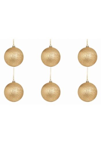 Χριστουγεννιάτικες Μπάλες Χρυσές με Στρας - Σετ 6 τεμ. (6cm)