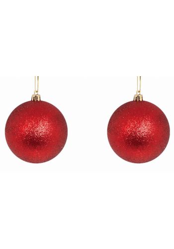 Χριστουγεννιάτικες Μπάλες Κόκκινες με Στρας - Σετ 2 τεμ. (10cm)