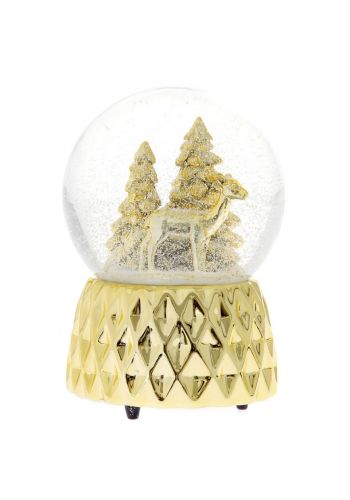 Χριστουγεννιάτικη Χρυσή Χιονόμπαλα Κουρδιστή, με Ήχο (15cm)