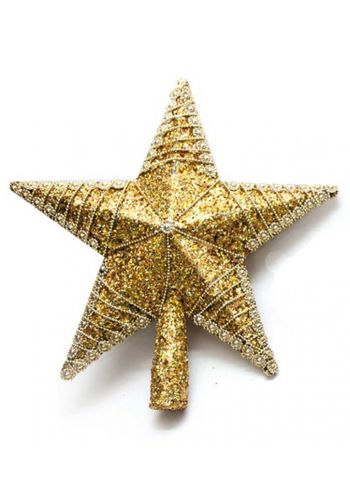 Χριστουγεννιάτικη Κορυφή Δέντρου Αστέρι, Χρυσό με Αλυσίδα (25cm)