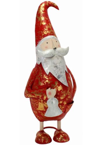 Χριστουγεννιάτικος Διακοσμητικός Μεταλλικός Άγιος Βασίλης, με Καμπάνα Κόκκινος (35cm)