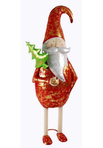 Χριστουγεννιάτικος Διακοσμητικός Μεταλλικός Άγιος Βασίλης, με Δεντράκι Κόκκινος (150cm)