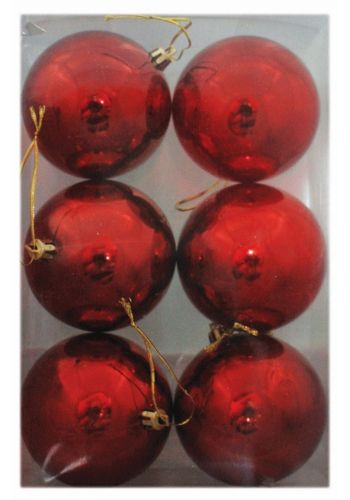 Χριστουγεννιάτικες Μπάλες Κόκκινες - Σετ 6 τεμ. (6cm)