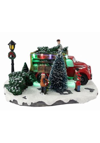 Χριστουγεννιάτικο Διακοσμητικό, "Christmas Tree Shop" με 8 LED (22cm)