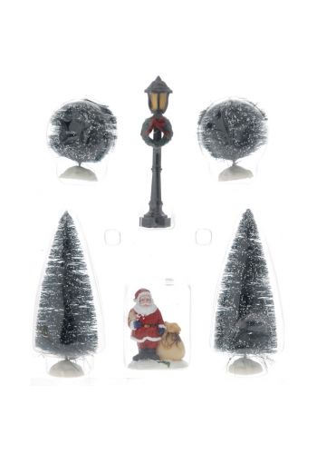 Χριστουγεννιάτικο Διακοσμητικό Πλαστικό Σετ με Άγιο Βασίλη και Δέντρα - 6 τεμ.