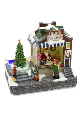 Χριστουγεννιάτικο Διακοσμητικό Μαγαζί, με Παιχνίδια και LED (20cm)