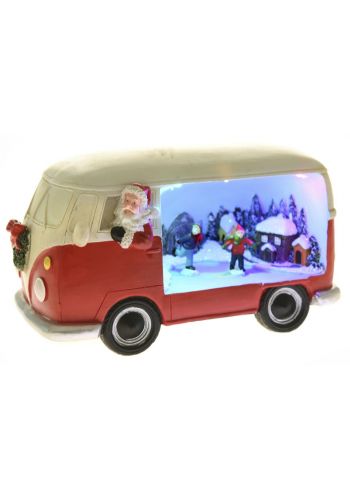 Χριστουγεννιάτικο Διακοσμητικό Αυτοκινητάκι, με Άγιο Βασίλη και LED (23cm)