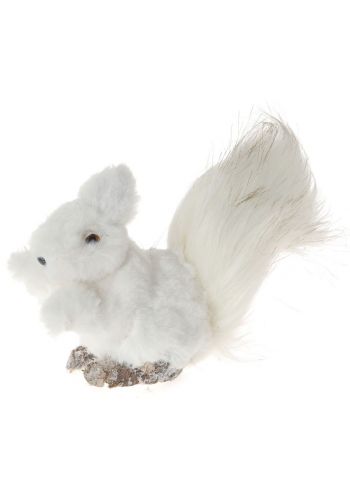 Χριστουγεννιάτικος Διακοσμητικός Σκίουρος, Λευκός (17cm)