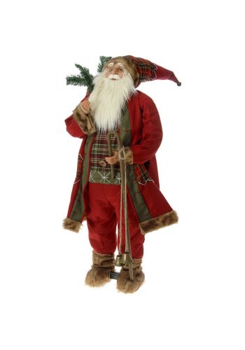 Χριστουγεννιάτικος Διακοσμητικός Πλαστικός Άγιος Βασίλης, με Σάκο και Μαγγούρα Κόκκινος (120cm)