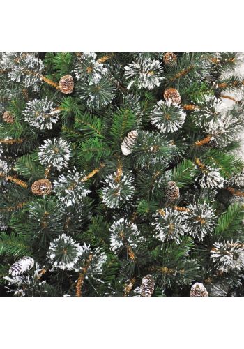 Χριστουγεννιάτικο Χιονισμένο Δέντρο MARYLAND με Κουκουνάρια (2,4m)