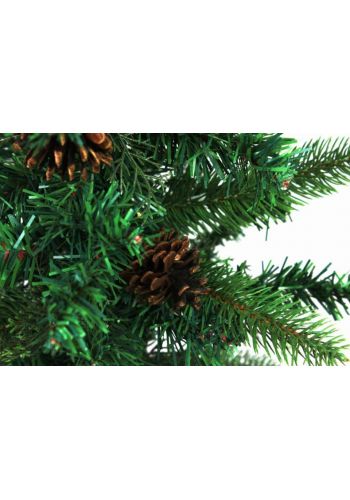 Χριστουγεννιάτικο Επιτραπέζιο Δέντρο με Ξύλινη Βάση και Κουκουνάρια (80cm)
