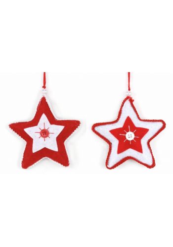 Χριστουγεννιάτικα Υφασμάτινα Κρεμαστά Αστέρια - 2 Χρώματα (11cm) - 1 Τεμάχιο