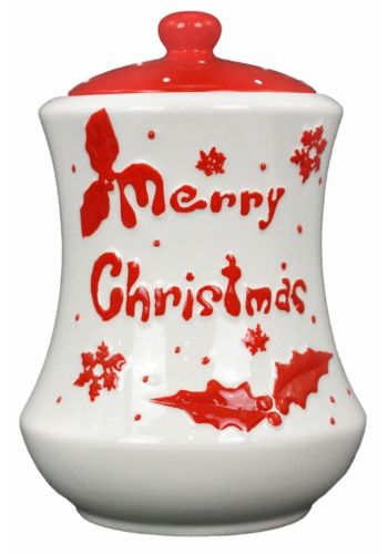 Χριστουγεννιάτικη Κεραμική Πολύχρωμη Μπισκοτιέρα "Merry Christmas" (25cm)