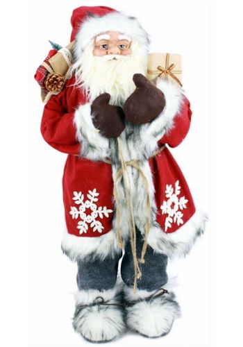 Χριστουγεννιάτικος Διακοσμητικός Πλαστικός Άγιος Βασίλης με Δώρα Κόκκινος (80cm)