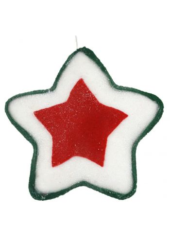 Χριστουγεννιάτικο Αστέρι Οροφής Λευκό, με Πράσινα και Κόκκινα Σχέδια (18.5cm)
