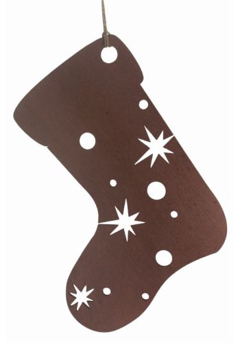 Χριστουγεννιάτικη Ξύλινη Μπότα με Σχέδια, Οικολογική (23cm)
