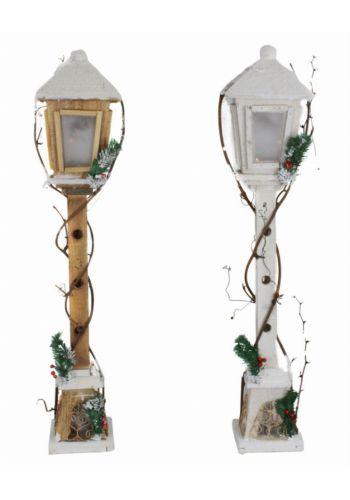 Χριστουγεννιάτικα Διακοσμητικά Ξύλινα Φαναράκια με 15 LED - 2 Σχέδια (100cm) - 1 Τεμάχιο