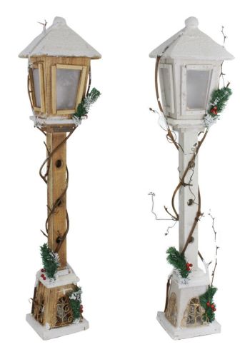 Χριστουγεννιάτικο Διακοσμητικό Ξύλινο Φανάρι με 15 LED - 2 Χρώματα (80cm)