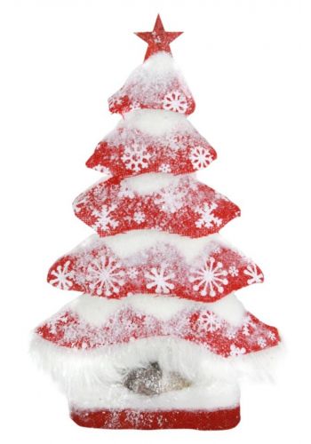 Χριστουγεννιάτικο Διακοσμητικό Φελιζόλ Επιτραπέζιο Δεντράκι, Κόκκινο Χιονισμένο (31m)