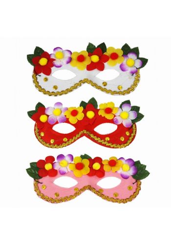 Αποκριάτικη Μάσκα Ματιών Με Λουλούδια σε 3 Χρώματα