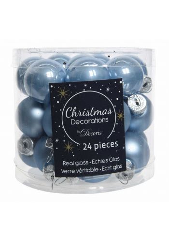 Χριστουγεννιάτικες Μπάλες Γυάλινες Γαλάζιες - Σετ 24 τεμ. (3cm)