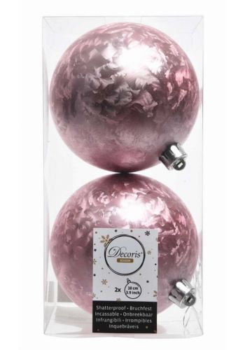 Χριστουγεννιάτικες Μπάλες Ροζ - Σετ 2 τεμ. (10cm)