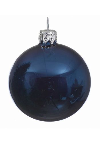 Χριστουγεννιάτικη Μπάλα Γυάλινη Μπλε Γυαλιστερή (8cm)