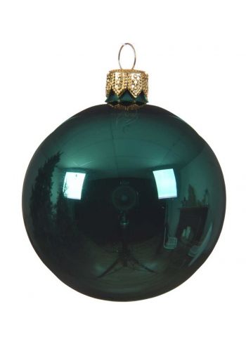 Χριστουγεννιάτικη Μπάλα Γυάλινη Πράσινο Σκούρο, Γυαλιστερή (10cm)