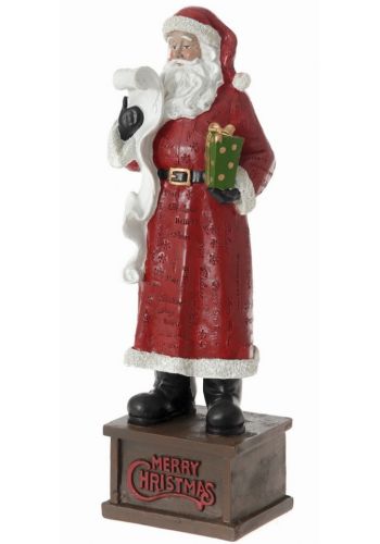 Χριστουγεννιάτικος Διακοσμητικός Πολυρεζίνη Άγιος Βασίλης, σε Βάθρο Κόκκινος (40cm)
