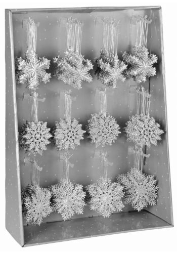 Χριστουγεννιάτικες Κρεμαστές Χιονονιφάδες Πλαστικές, Ασημί - 3 Σχέδια (10cm)