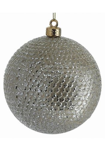 Χριστουγεννιάτικη Μπάλα Χρυσή Ανάγλυφη με Πούλιες (8cm)